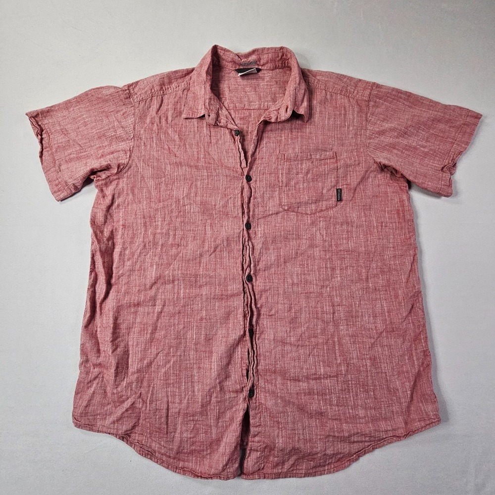 Columbia Sportswear Red Short Sleeve Regular Fit Button-Up Cotton Shirt Men's XL